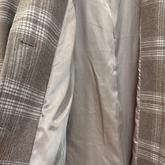 Abercrombie & Fitch Taupe Checkered Trench Coat - Picture 4 of 5